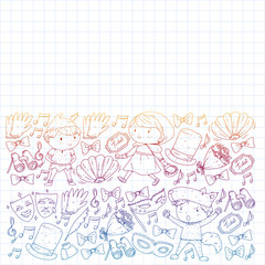 Illustration of a Children's Performing on Stage. Theatre with kids