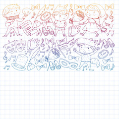 Illustration of a Children's Performing on Stage. Theatre with kids