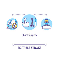 Sham surgery concept icon. Placebo surgical procedure idea thin line illustration. Fake operation, intervention. Vector isolated outline RGB color drawing. Editable stroke