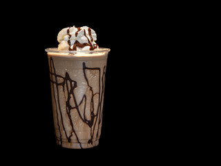 Fototapeta na wymiar Chocolate smoothie with whipped cream
