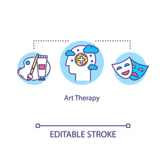 Art therapy concept icon. Psychotherapy idea thin line illustration. Mental well-being. Healing process. Therapeutic effect. Vector isolated outline RGB color drawing. Editable stroke