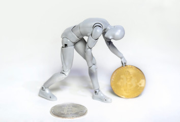 walking humanoid bitcoin concept
