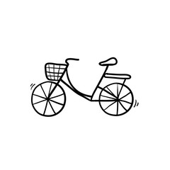 Fototapeta na wymiar hand drawn doodle bicycle illustration with doodle cartoon style