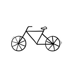 Fototapeta na wymiar hand drawn doodle bicycle illustration with doodle cartoon style