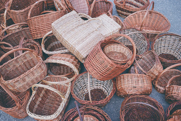 Handmade wicker basket Made from natural bamboo and rattan.