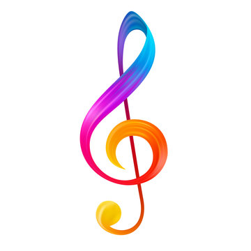 Rainbow Treble Clef Musical Note . Colorful Gradient Icon