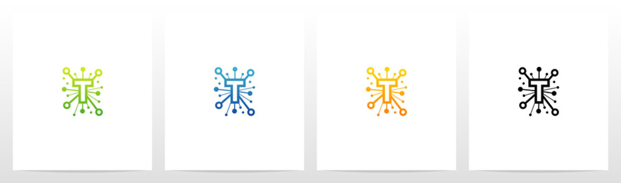 Network Symbol On Letter Logo Design T