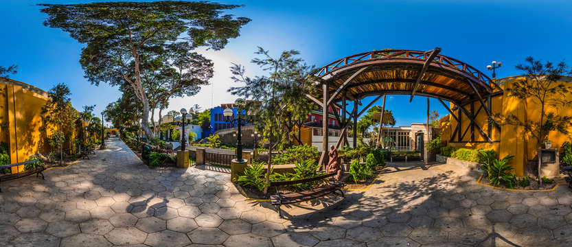 Panoramic view of "Puente de los Suspiros" in Barranco old town in Lima, Peru.