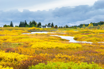 The Eurasian and North American tectonic plates -                Thingvellir National Park - Iceland