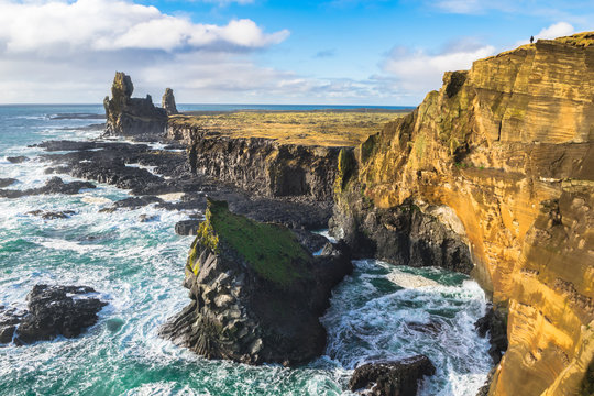 Beautiful view of Londrangar Rocky cliffs in Snaefellsnes Peninsula - Iceland