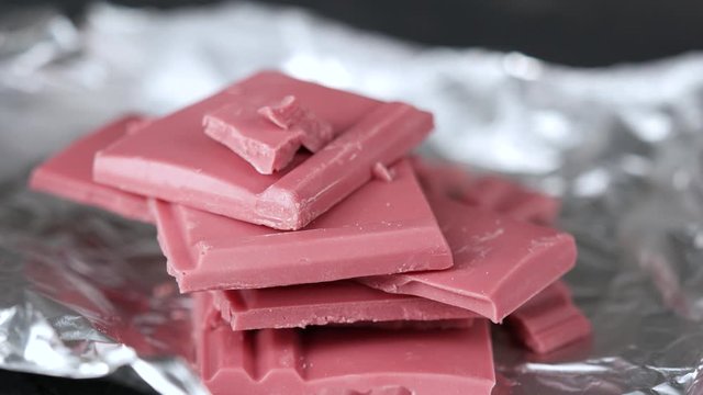 Ruby Chocolate Bar made from ruby cocoa bean. New dimension of chocolate sweets.