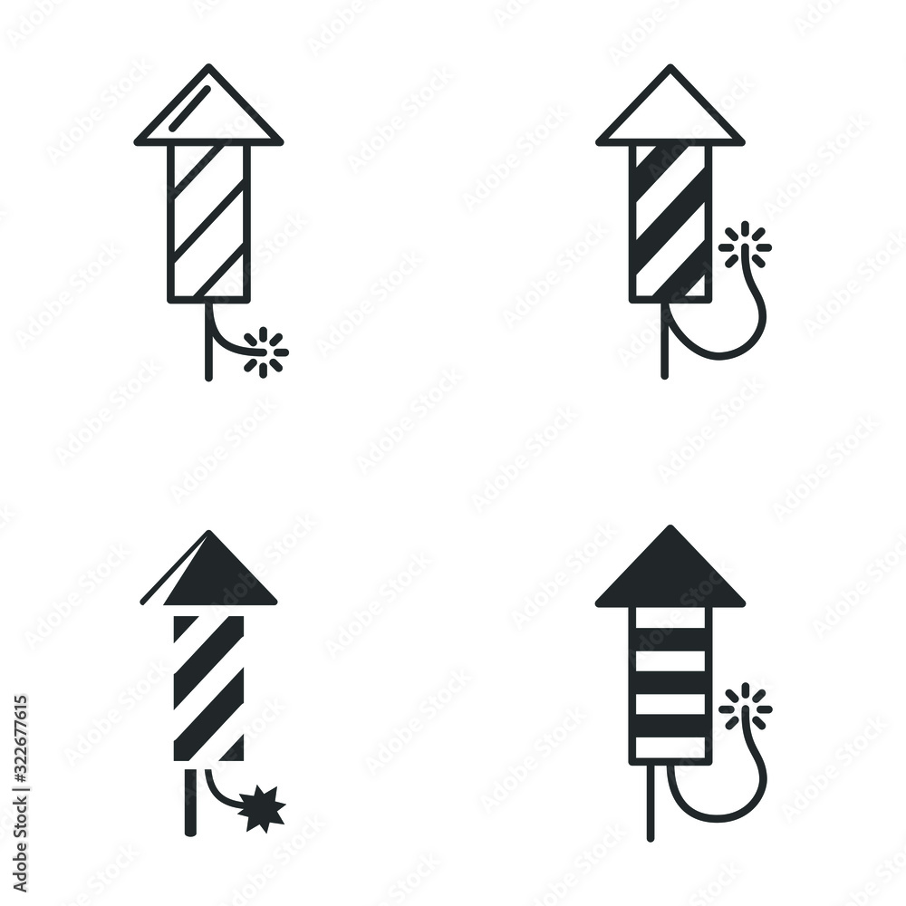 Leinwandbilder fireworks rocket icon template color editable. fireworks rocket vector sign isolated on white backgr