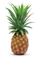 Ripe pineapple isolated on white with clipping path.