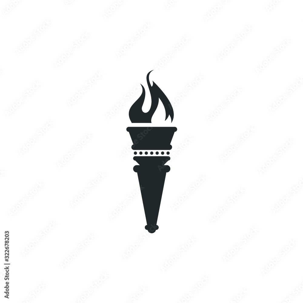 Aufkleber torch flame icon template color editable. fire torch victory championship symbol vector sign isolate