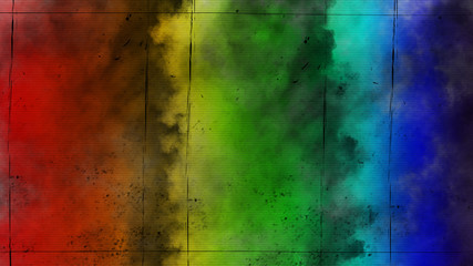 Rainbow scratched grunge background, old film effect for text texutre. Design element.