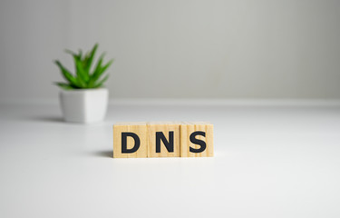DNS, Domain Name System, network concept on white background