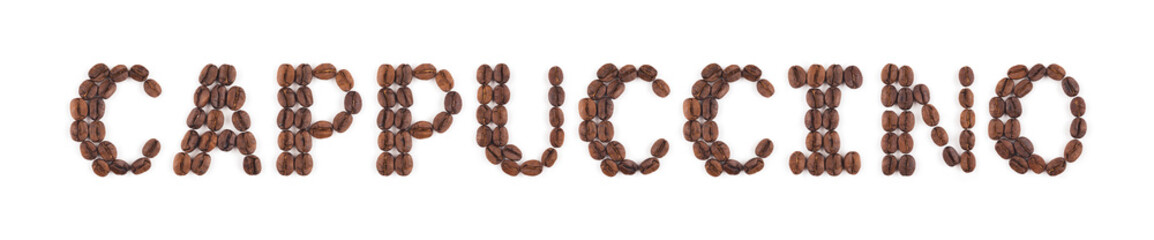 High resolution roasted coffee beans in letters
