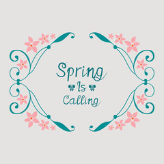 Elegant pattern of leaf and flower frame, for spring calling greeting card wallpaper design. Vector