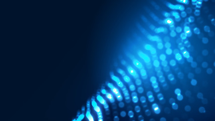 Dot blue wave light screen gradient texture background. Abstract ai technology big data digital background. 3d rendering.