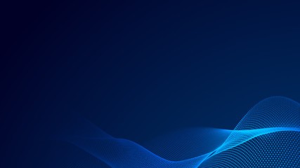 Dot blue wave light screen gradient texture background. Abstract  technology big data digital background. 3d rendering.