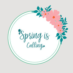 the beauty of leaf and flower frame, for spring calling greeting card template design. Vector
