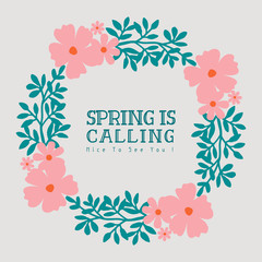 the beauty of leaf and flower frame, for spring calling greeting card template design. Vector