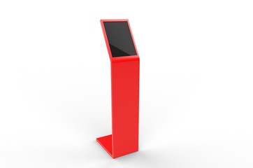 Acrylic Information Show Electronic Display Floor Stand For Branding, 3d render illustration.