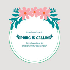 Modern frame, with leaf and wreath, for spring greeting card design. Vector