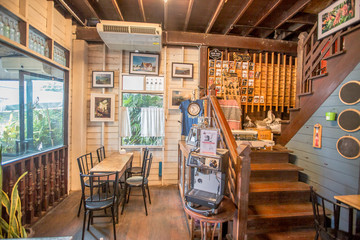 Nan Cafe'-Nan:10 August 2019, the atmosphere inside the cafe and drinks menu is available for...