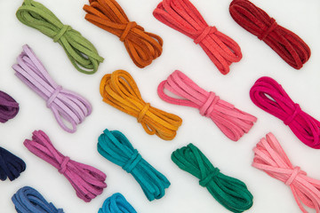 collection of various strings on white background. Rainbow color and Colorful seamless pattern with repeated.