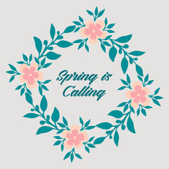 Elegant pattern of leaf and floral frame, for spring invitation card design. Vector