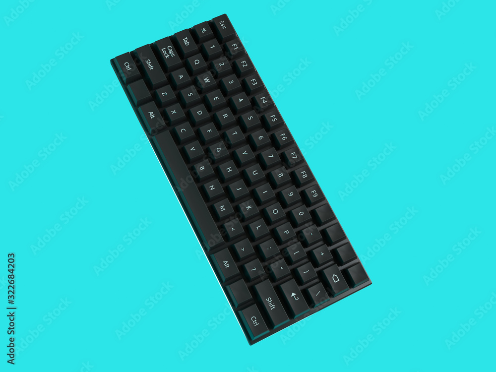 Poster 3d rendering wireless computer keyboard
