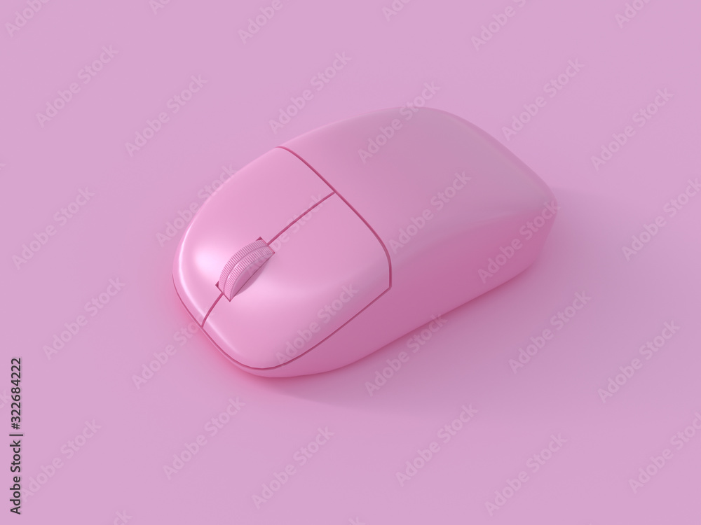 Poster 3d rendering wireless computer mouse