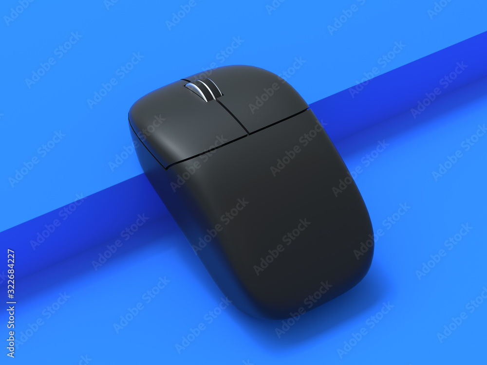 Poster 3d rendering wireless computer mouse