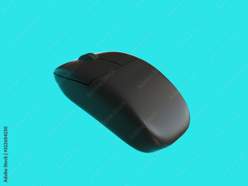Poster 3d rendering wireless computer mouse