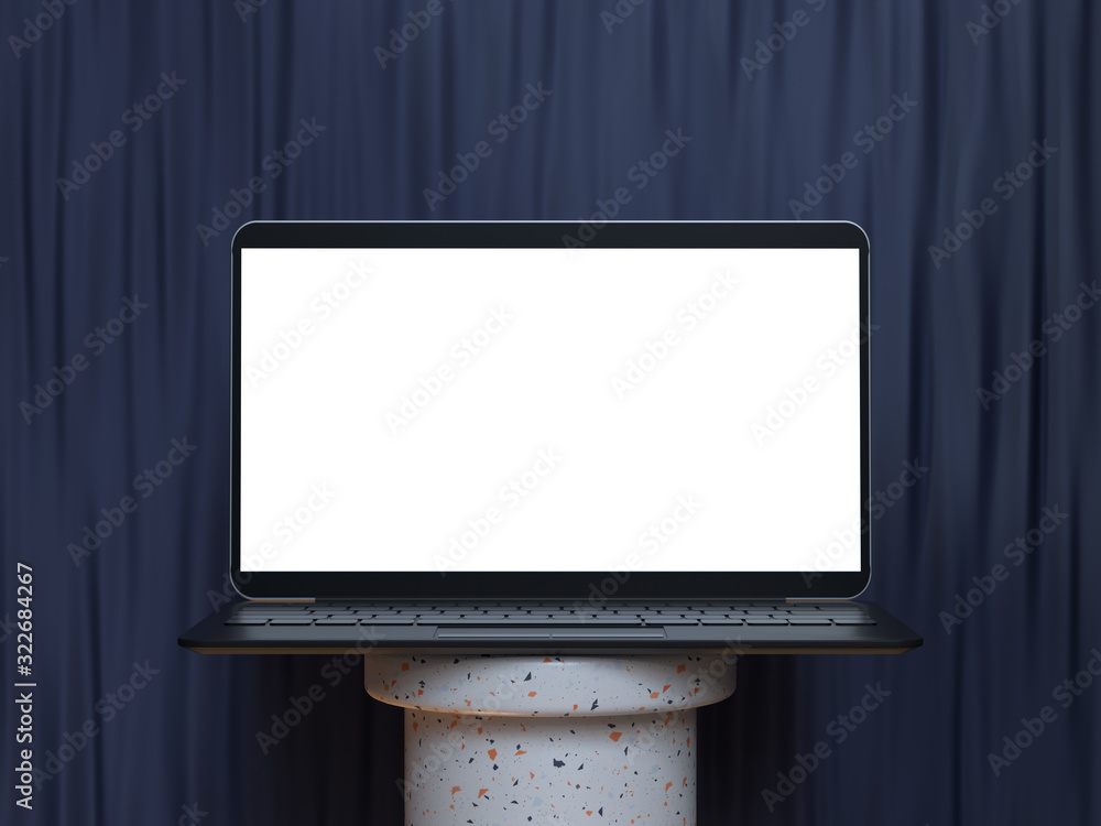 Poster blank screen laptop display 3d rendering mock up
