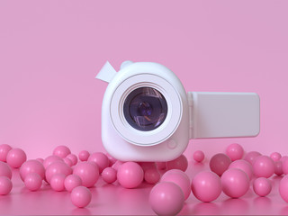 3d render white video camera technology filming concept