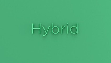 hybrid. colorful 3d rendering type. trend words for the presentation. 3d letters background. render of keyword