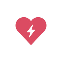 Illustration of heart with a lightning icon, charging heart. Stock Vector illustration isolated on white background.