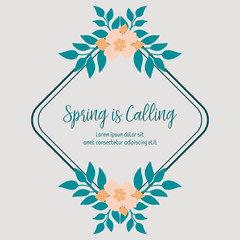 Beautiful leaf and wreath frame, for romantic of spring poster design. Vector