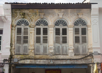 Old sino portuguese architecture on Thalang road in old Phuket Town, Thailand