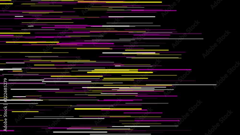 Aufkleber abstract animation of bright neon rays of different sizes flying horizontally on the black backgroun