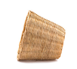 Empty wicker basket an isolated on white background