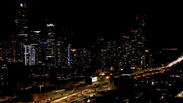 San Francisco skyline at night with Bay bridge