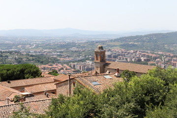 Obraz premium View of church and Umbrian countryside from Perugia. Italy