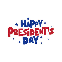 Fototapeta na wymiar Happy President's Day celebration text. American holiday. Hand drawn colorful lettering