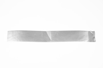 Set of gray tapes on white background. Torn horizontal and different size grey sticky tape, adhesive pieces.