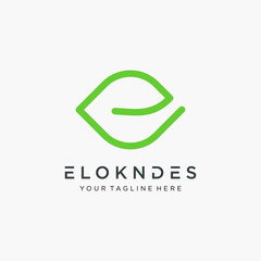 abstract Letter E logo design with leaf concept. natural beauty skincare logo vector.