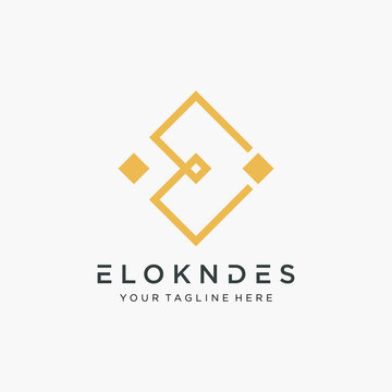E letter logo design with line concept. Vector design template elements for your application or corporate identity. technology and digital concept. - vector