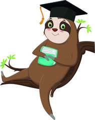 illustration of cute sloth cartoon character with graduation cap © wisnu_Ds